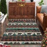 Garvee Christmas 5x7 Area Rug Bedroom Living Room Xmas Decorative Area Rug Indoor Boho Throw Floor Covers Rustic Xmas Rug Farmhouse Rug Washable Non-Slip Large Carpet for Home Office, Green - Green & Camel