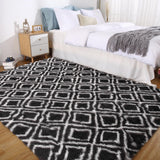 Garvee Black 5x8 Rug Shag Rug for Living Room Shaggy Rug Kids Rug Plush Rug Black Geometric Carpet Bedroom Fluffy Rug Bedside Rug Soft Rug Non Skid Rug Modern Area Rug Large - Black