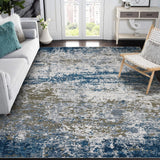 Garvee 10x13 Modern Abstract Area Rug Faux Wool Low Pile Navy for Living Room Bedroom Home Decor - Navy Blue
