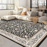 Garvee Washable 9x12 Area Rugs Vintage Non-Slip Low Pile Rug for Living Room Bedroom Black - Black