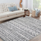 Garvee Washable Rug 5x7 Modern Striped Soft Bedroom Rug With Non-Slip Backing Low Pile Floor Cover Easy Cleaning Stain Resistant Floor Cover For Living Room Dining Room Office,Grey - Gray