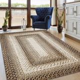 Garvee Bordered Taupe 5x7 Living Room Area Rug Modern Braided Print Area Rug Geometric Rug Washable Rug Distressed Carpet for Living Room Bedroom Nursery - Taupe
