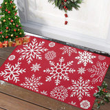 Garvee Front Door Mat Christmas Decorative Doormat Indoor Outdoor Entry Doormats Non-Slip Welcome Doormat Washable Floor Mats for Bedroom Living Room Kitchen Nursery, 17" x 29" Red - Christmas Snow Red