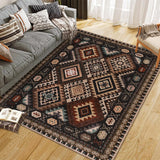 Garvee Area Rug Machine Washable Non-Slip Low Pile Geometric Print Western Style for Living Room Bedroom Nursery Entryway Various Sizes Colors - Brown