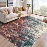 Garvee Washable Rug 5x7 Abstract Area Rug for Living Room, Non Slip Foldable Soft Rugs for Bedroom, Stain Resistant Rugs Modern Fuzzy Rug, Indoor Floor Carpet for Entryway Home, Red Multi - Red Multi