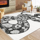 Garvee Animal Print Black & White 4x6 Gothic Washable Area Rug – Classic Snake Pattern, Durable Polyester Carpet for Bedroom, Living Room, Office, or Yoga Room - Black & White