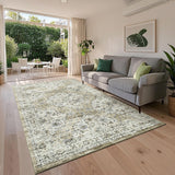 Garvee Vintage Washable Rug Floral Print 9x12 Brown Non-Slip Low Pile Stain Resistant Indoor Accent Carpet - Brown