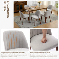 Garvee Set of 2 Mid-Century Modern Fabric Upholstered Dining Chairs with Padded and Solid Wood Legs, Grey