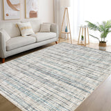 Garvee Grey & Blue 9x12 Area Rugs for Living Room Washable Rug Neutral Abstract Rug for Bedroom Large Soft Modern Dining Room Rugs Indoor Floor Low Pile Carpet for Home Office Nursery - Gray & Blue