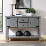 Garvee 48'' Sideboard Console Table with 2 Drawers and Cabinets Solid Wood Grey for Kitchen Dining Room