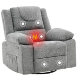 Garvee Swivel Rocker Recliner Chair for Adults with Massage and Heat, Oversized Linen Fabric Glider Nursery Chair with Deep Seat, High Backrest, Upholstered Single Sofa for Living Room, Gray - Linen | Gray