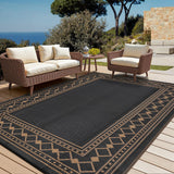 Garvee Outdoor Rug 9x18 ft Waterproof Reversible Plastic Straw Rug for Patio, RV, Camping, Deck, Balcony, Dark Brown - Black & Brown