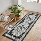Garvee Short Pile Area Rugs Vintage Large Non Slip Carpet for Living Room Bedroom Dining Room Kitchen 2x6ft - Black