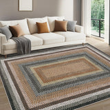Garvee Printed Rug Braided Pattern Washable 9x12 Soft Non Slip Stain Resistant Carpet for Living Room Bedroom Nursery - Sand/Bronze