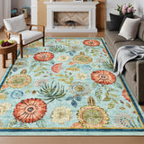 Garvee 5x7 Floral Washable Area Rug with Non-Slip Backing for Living Room, Bedroom, Dining Room, 5x7ft Light Blue - Light Blue