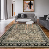 Garvee Washable Rug 8x10 Vintage Floral Non-Slip Brown Rug for Living Room Bedroom Nursery Dining Office - Brown