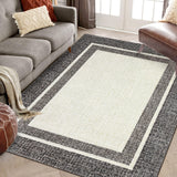 Garvee Bordered Brown 9x12 Machine Washable Area Rug – Modern Soft, Non-Slip, Low-Pile Lightweight Carpet for Living Room or Bedroom - Brown
