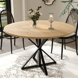 Garvee 47" Wood Round Dining Table with Metal K-Shaped Legs for Dining Room and Kitchen, Oak - Oak