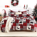 Garvee Christmas Duvet Cover Queen, Soft Brushed Microfiber Comforter Cover Sets, Reindeer Printed Holiday Theme Bedroom Decorative Bedding (Queen Size, Christmas Plaid Deer) - Black