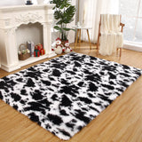 Garvee Modern Shag Rug – Plush Cow Print Carpet, Fluffy Non-Skid Area Rug for Living Room, Bedroom, Kids' Room, Bedside, or Home Decor, Black/White - Black & White