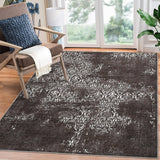 Garvee Vintage Distressed Area Rug 4x6 Bedroom Rug Machine Washable Area Rug Non Slip Indoor Throw Floor Cover Paisley Area Rug Stain Resistant Boho Accent Carpet for Living Room Home Decor, Brown - Brown & Khaki