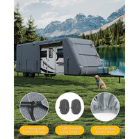 Garvee Travel Trailer RV Cover 7-Layer Heavy-Duty Camper Cover 24'-27' with Windproof Straps & Tire Covers, Waterproof, UV Resistant