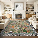 Garvee Large Animal Washable Rugs 9x12 Brown Non-Slip Jungle Bedroom Rug Soft Low Pile Indoor Carpet - Brown