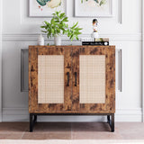 Garvee Rattan Buffet Cabinet, Accent Cabinet with Rattan Doors, Kitchen Storage Sideboard, Console Table for Dining Room, Living Room, Hallway, Brown