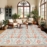 Garvee Large Area Rugs 9x12 Retro Floral Washable Soft Non Slip Backing for Living Room Bedroom Dining Room - Beige Multi