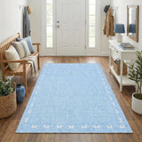Garvee Washable Rugs 4x6 Entryway Rug Non Slip Living Room Area Rug Blue Bow Rug Soft Non Shedding Low Pile Foldable Stain Resistant Carpet for Bathroom Kitchen Bedroom Nursery, Blue - Blue
