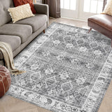 Garvee Washable Area Rugs, 5x7 Large Rugs for Living Room, Vintage Rugs for Bedroom, Velvet, Printed, Folding, and Stain Resistant Carpet for Living Room and Bedroom Decor, Grey - Gray