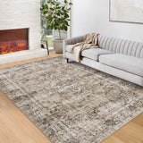 Garvee Washable Area Rugs,Low-Pile Vintage Rugs with Non-Shedding for Entryway Nursery Bedroom Living Room for Kitchen Bedside Entrance 5' x 7' - Camel