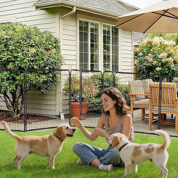 Garvee Outdoor Dog Playpen, Heavy Duty Metal Pet Exercise Pen, Metal Dog Fence with Gate, Pet Fence for Large/Small Dogs, Portable Dog Fence for RV Camping, Yard, Garden,32"H, 16 Panels