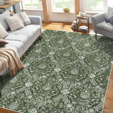 Garvee 10x13 Area Rug Large Green Soft Washable Vintage Non-Slip Indoor Carpet for Living Room Bedroom Dining Room Office Playroom - Green