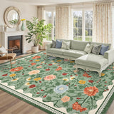 Garvee 8x10 Area Rugs Floral Washable Non-Slip Carpet for Living Room Bedroom Dining Room Green - Green