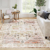 Garvee Area Rug for Living Room 8x10 Washable Rug Vintage Traditional Distressed Rug Ultra Soft Rug Non Slip Non Shedding Accent Rug Stain Resistant Throw Rug for Bedroom Dining Room, Taupe Multi - Taupe Multi