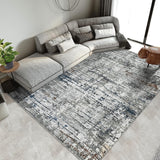 Garvee 9x12 Area Rug Washable Rugs for Living Room Modern Abstract Area Rug for Bedroom Contemporary Distressed Office Rug Low Pile Neutral Soft Nursery Rug Non Slip Farmhouse Floor Cover Taupe - Blue Brown