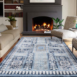Garvee 5x7 Area Rug Ultra Soft Washble Rug, Stain Resistant Anti Slip Backing Rugs for Living Room Bedroom Dinning Room Vintage Home Decor Area Rug Blue - Blue