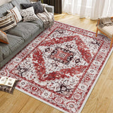 Garvee Persian Red 5x7 Machine Washable Vintage Area Rugs With Non Slip Rugs for Living Room Bedroom Traditional Woven Rug Carpet Stain Resistant,Rug Decor Office Boho Rug - Red