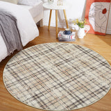 Garvee Modern Plaid Area Rug Washable Soft Non-Slip Low Pile Carpet for Living Room Bedroom Nursery Office, Classic Farmhouse Rustic, 0.23" Thick, Multi-Color - Beige