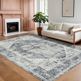 Garvee 10x13 Rug, Large Grey Area Rug - Non-Slip Foldable Rugs for Living Room 10x13 - Stain Resistant Vintage Area Rugs 10x13 - Living Room Area Rugs 10x13 - Eco-Friendly Washable Rug - Ash