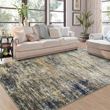Garvee 10x13 Area Rug Extra Large Machine Washable Rug for Living Room Modern Abstract Accent Carpet Stain Resistant Non-Slip Carpet Contemporary Aesthetic Floor Cover for Home Decor, Navy/Taupe - Navy/Taupe