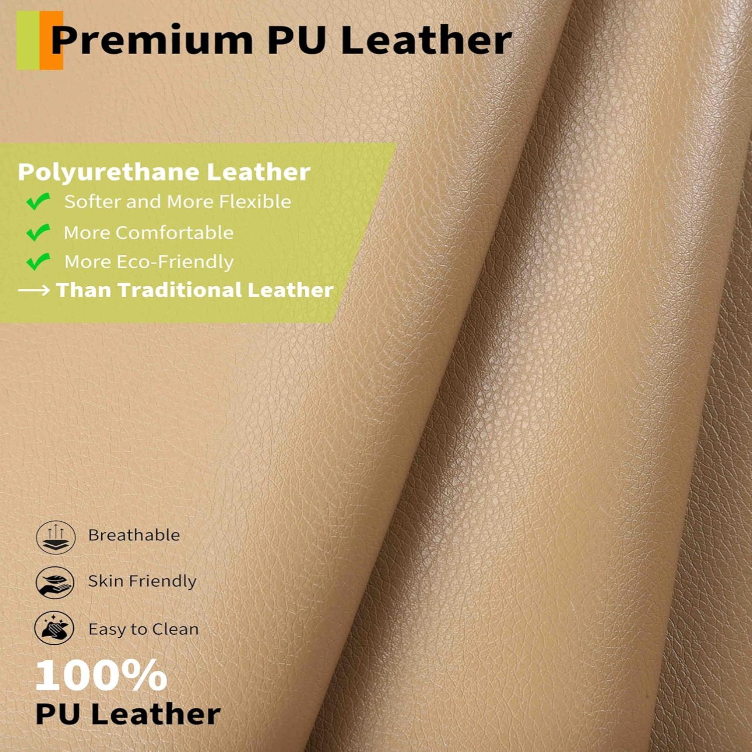 Garvee PU Leather Manual Recliner Chair with Side Pocket, Single Sofa Seat with 1.5X Sponge Comfort Arm and Back for Adults Living Room, Bedroom, Tan