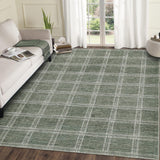 Garvee Checkered 10x13 Rugs for Living Room, Washable Indoor Modern Soft Non Slip Area Rug, Green - Green