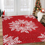 Garvee Christmas Snowflake Area Rug, 8x10 Washable Non-Slip Rug for Living Room, Bedroom, Kitchen, Red - Red