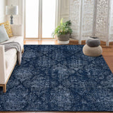 Garvee Persian Blue 8x10 Washable Non Slip Low Pile Boho Floral Paisley Rug Soft Foldable Area Carpet for Bedroom Living Room Bedside - Blue