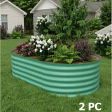 Garvee 2 Pcs 8' X 4' X 1.5' Galvanized Steel Raised Garden Beds, Outdoor Deep Planter Box Kit with Tool-Free Assembly, Rust-Resistant Green Coated Design for Vegetables, Flowers & Herbs, Green - Green