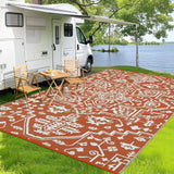 Garvee Large Outdoor Rug 10x20 Waterproof Reversible Plastic Straw Rug for Patio, RV, Picnic, Backyard, Brick Red & White - Brick Red