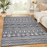 Garvee Soft 8' x 10' Area Rug, Anti Slip, Washable, Pet Friendly, Boho Modern Carpet for Living Room Bedroom, Grey - Gray
