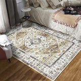 Garvee Washable Rug 8x10 Area Rug for Living Room Vintage Large Area Rug Ultra-Soft Indoor Carpet Non Slip Foldable Thin Rug Oriental Distressed Throw Carpet for Bedroom Nursery Home Office Yellow - Yellow